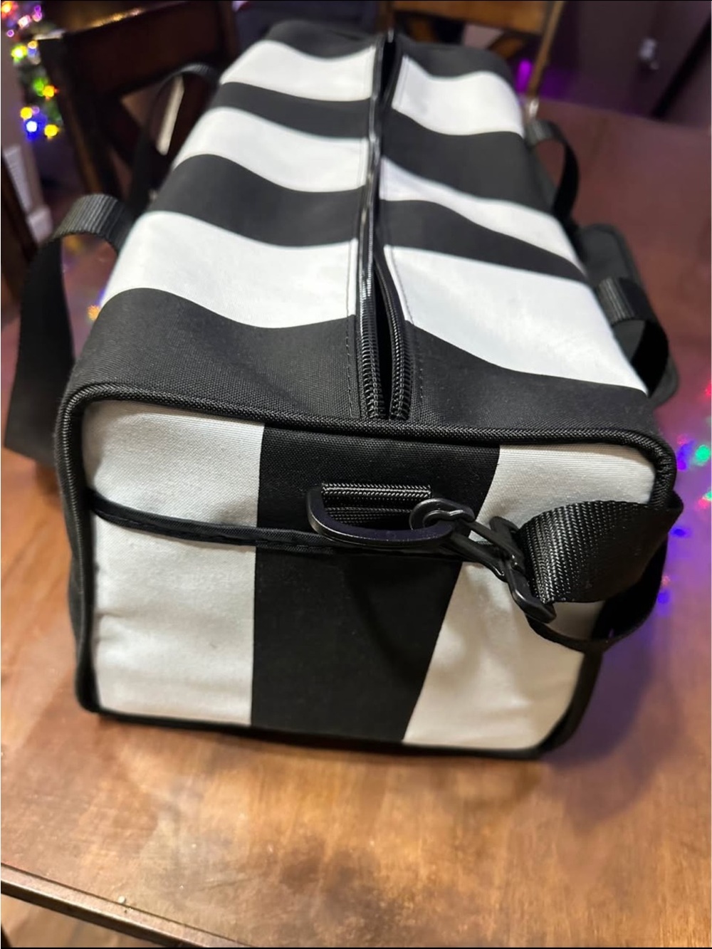 Black & White Striped Men’s Duffle Bag